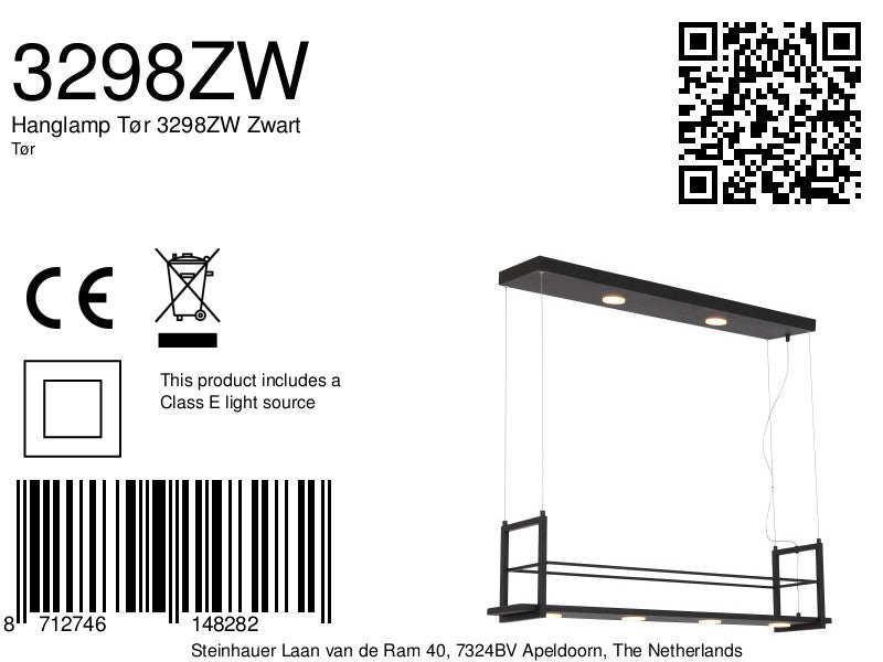 Hanglamp Tør 3298ZW Zwart