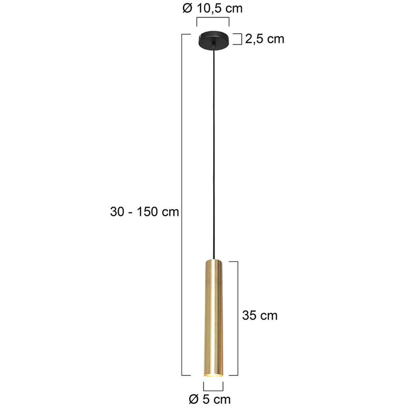 Hanglamp Tubel 3867ME Messing inclusief GU10 lichtbron