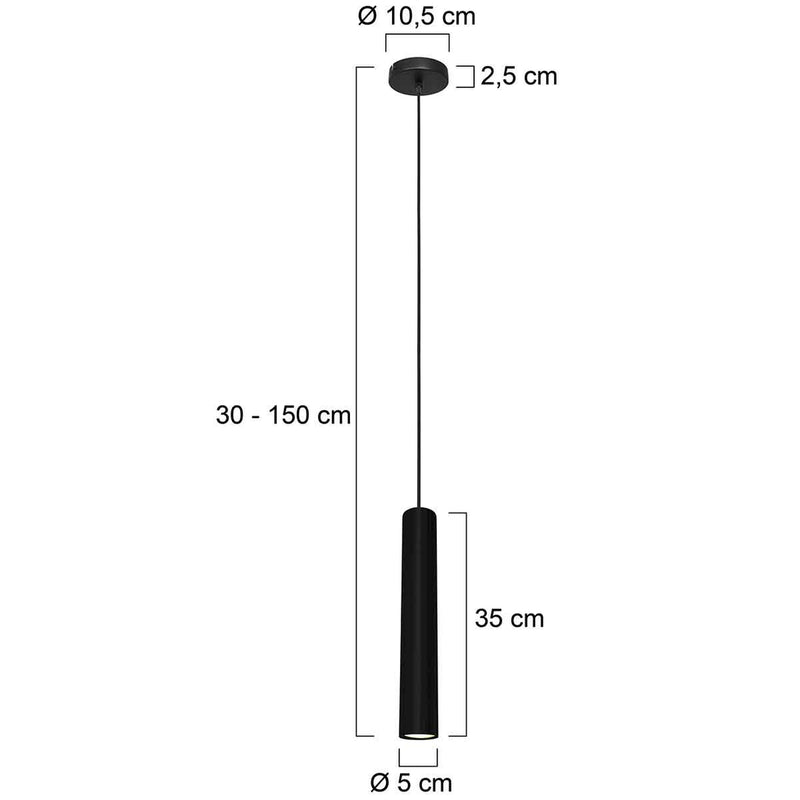 Hanglamp Tubel 3867ZW Zwart inclusief GU10 lichtbron