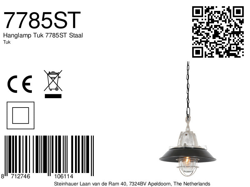 Hanglamp Tuk 7785ST Staal