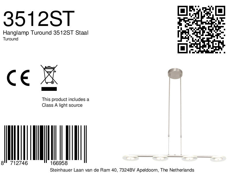 Hanglamp Turound 3512ST Staal