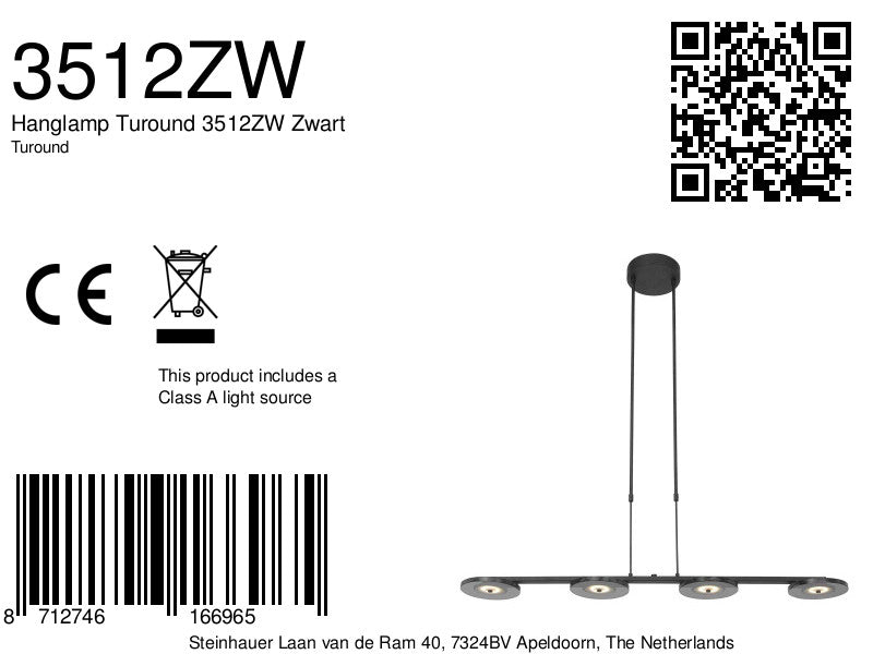 Hanglamp Turound 3512ZW Zwart