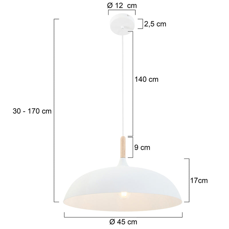 Hanglamp wit 45cm *M*