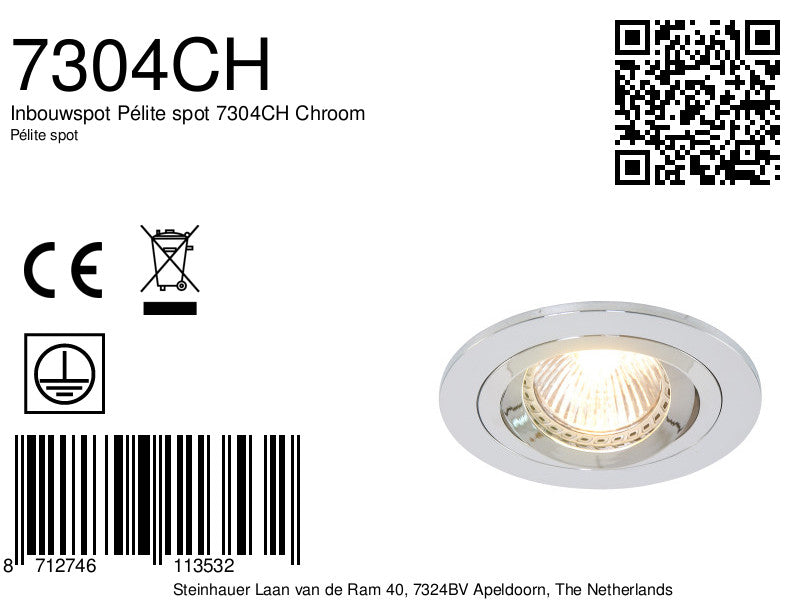 Inbouwspot Pélite spot 7304CH Chroom