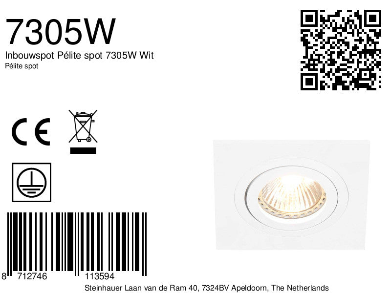 Inbouwspot Pélite spot 7305W Wit