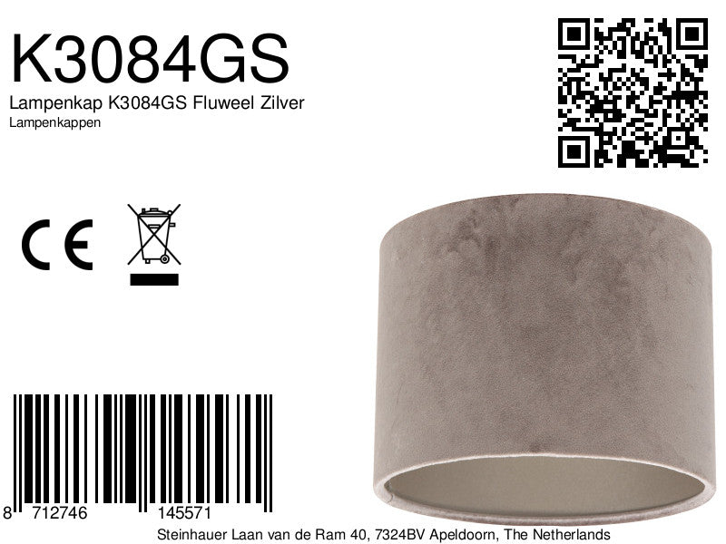 Lampenkap K3084GS Fluweel Zilver