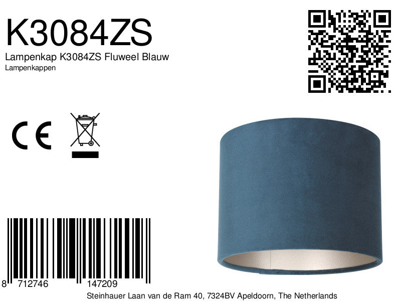 Lampenkap K3084ZS Fluweel Blauw