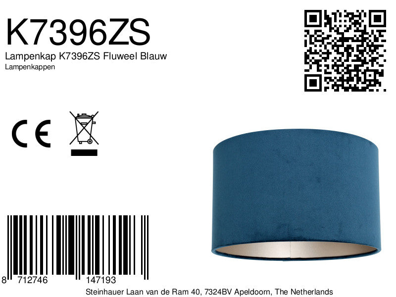 Lampenkap K7396ZS Fluweel Blauw