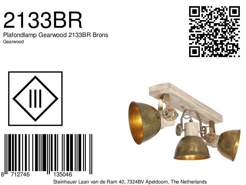 Plafondlamp Gearwood 2133BR Brons