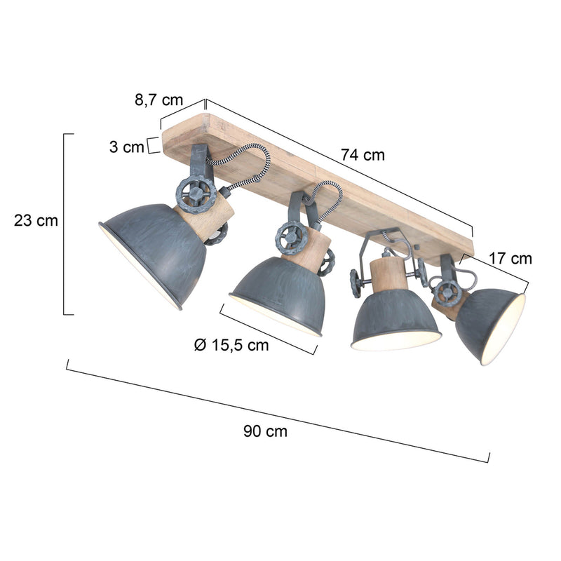 Plafondlamp Gearwood 2729GR Grijs