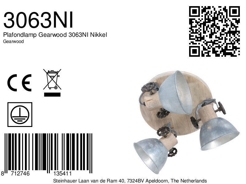 Plafondlamp Gearwood 3063NI Nikkel