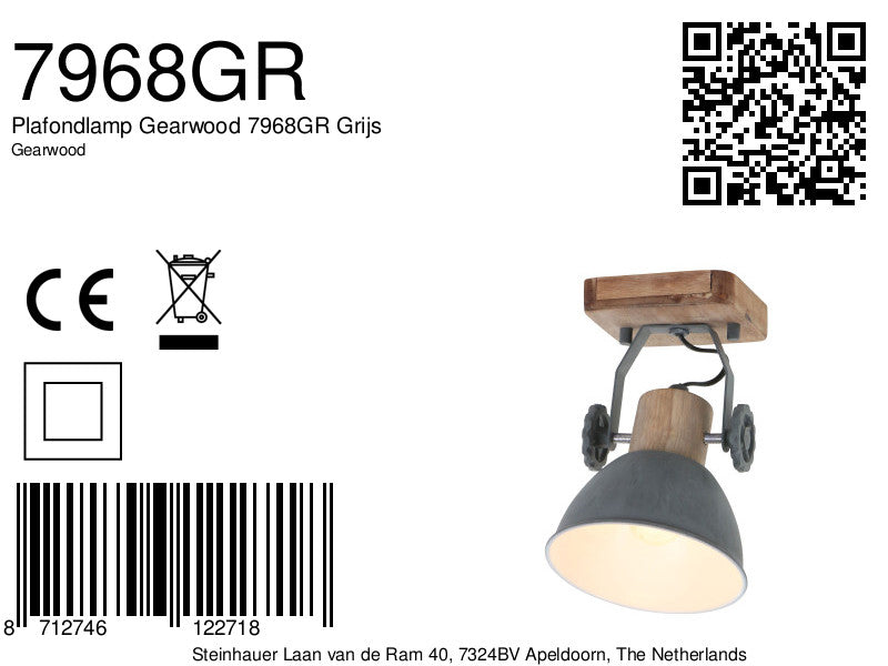 Plafondlamp Gearwood 7968GR Grijs