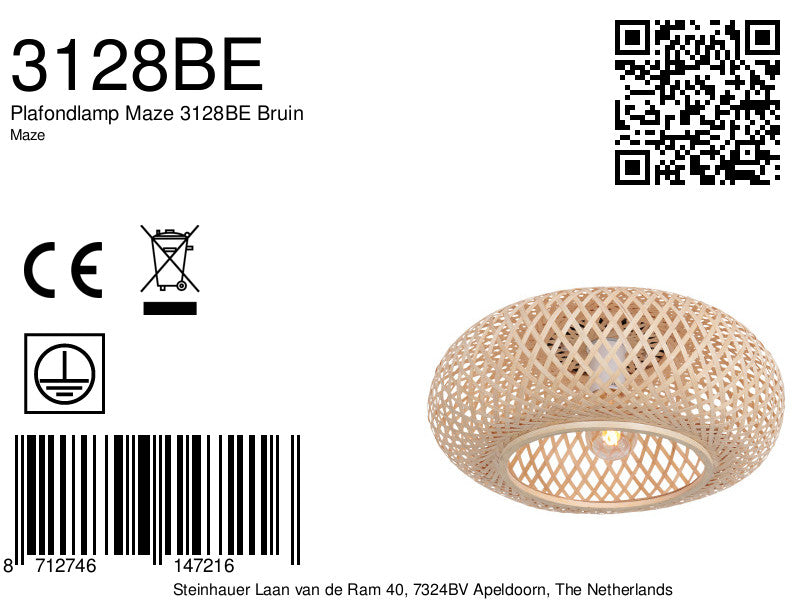 Plafondlamp Maze 3128BE Bruin