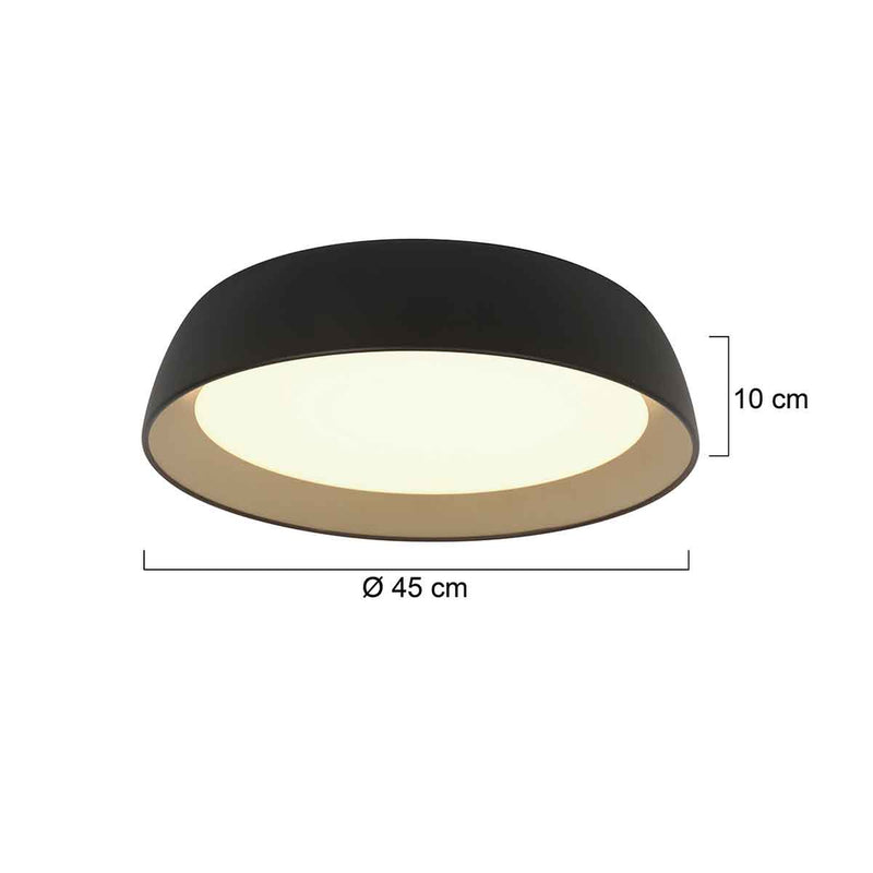 Plafondlamp Mykty 3688ZW zwart met goud Ø45 cm 3200 Lumen