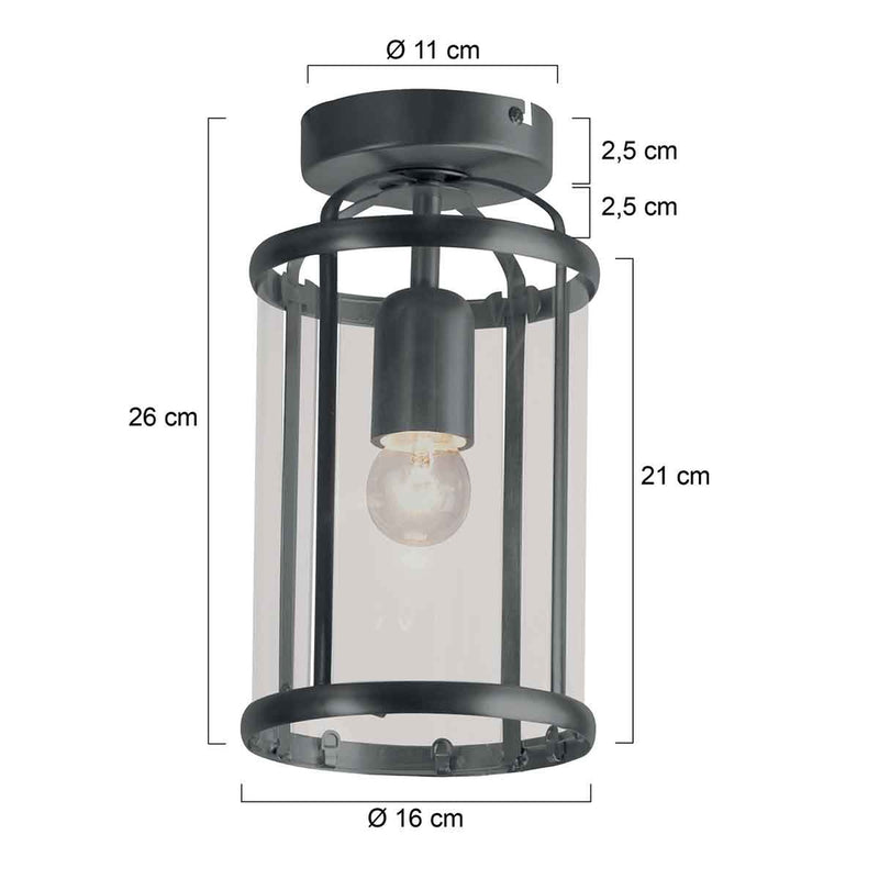 Plafondlamp Pimpernel 5973ZW Zwart Ø16 E27 fitting