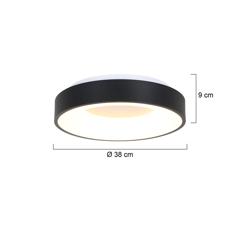 Plafondlamp Ringlede 2562ZW Zwart Ø38cm