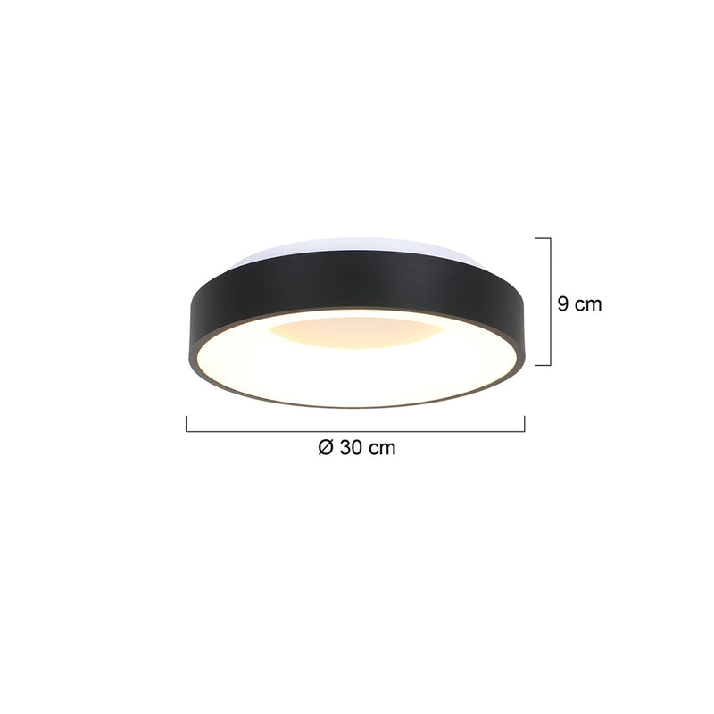 Plafondlamp Ringlede 3086ZW Zwart Ø30cm