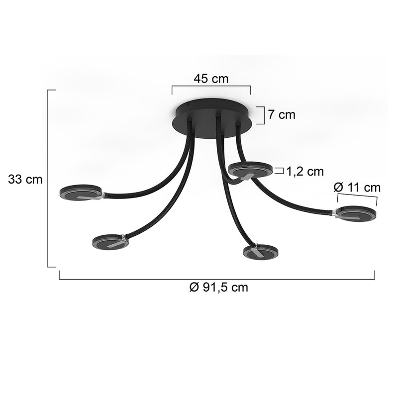 Plafondlamp Turound 3376ZW Zwart