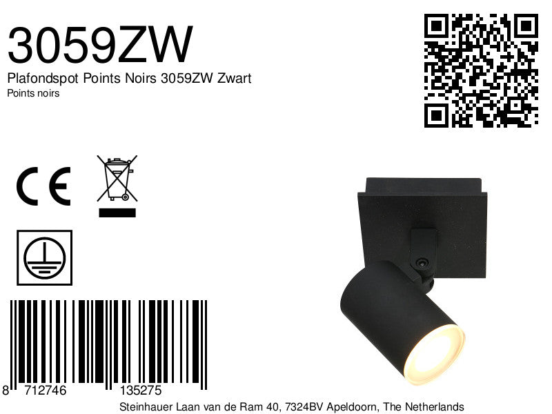 Plafondspot Points Noirs 3059ZW Zwart