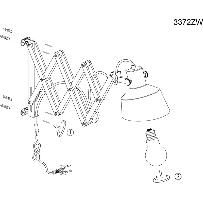 Schaarlamp Porter 3372ZW Zwart