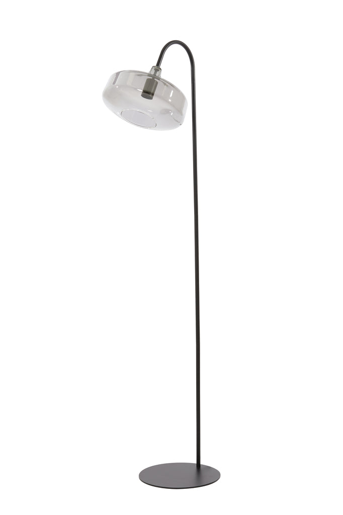 Vloerlamp Solna Mat zwart - Rookglas - 45x29,5x160 cm