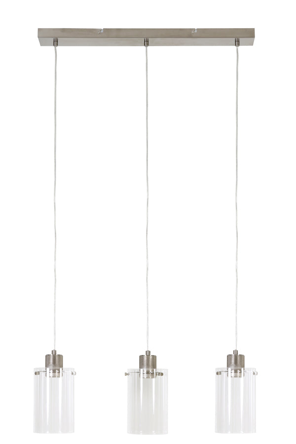 Hanglamp Vancouver – Nikkel Glas – 65x12x18,5cm – 3 Lampen