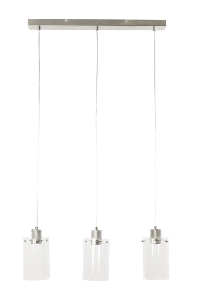 Hanglamp Vancouver – Nikkel Glas – 65x12x18,5cm – 3 Lampen