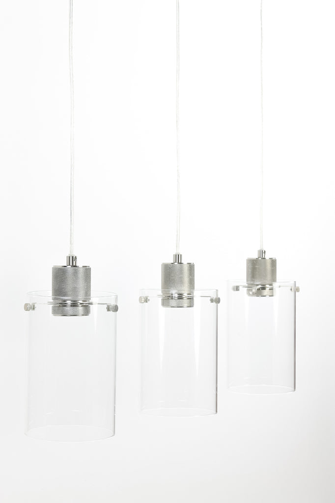 Hanglamp Vancouver – Nikkel Glas – 65x12x18,5cm – 3 Lampen