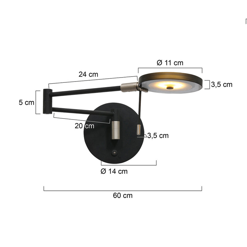 Wandl. 1-l. led grey. glas