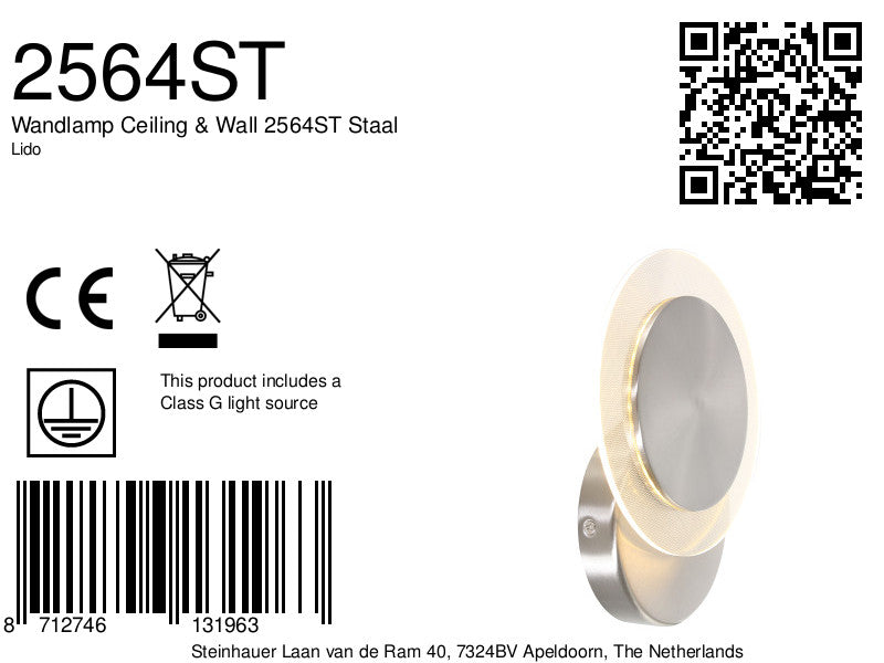 Wandlamp Ceiling & Wall 2564ST Staal