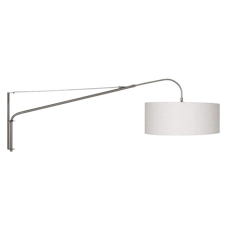 Wandlamp Elegant Classy 2574ST+K1066QS Staal-Wit Linnen