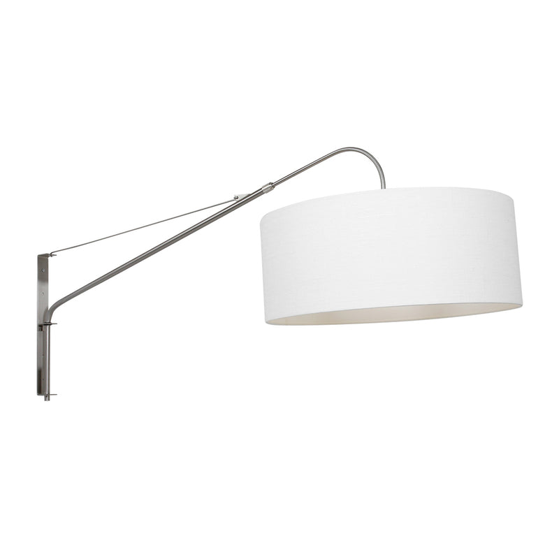 Wandlamp Elegant Classy 2574ST+K1066QS Staal-Wit Linnen