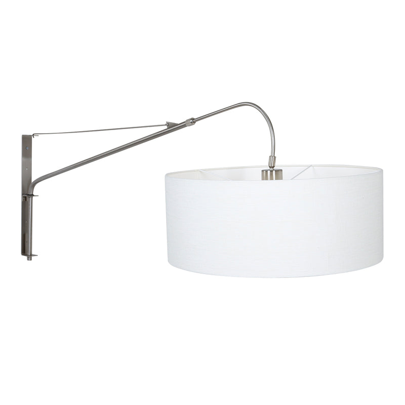 Wandlamp Elegant Classy 2574ST+K1066QS Staal-Wit Linnen