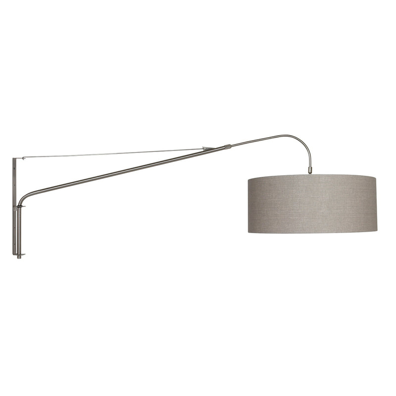 Wandlamp Elegant Classy 2574ST+K1066RS Staal-Grijs Linnen