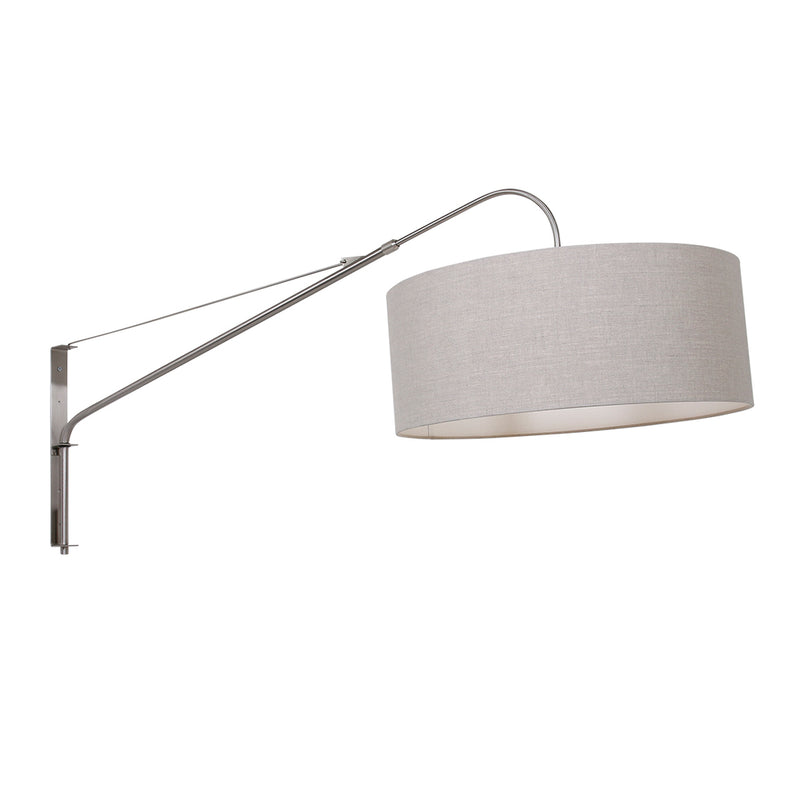 Wandlamp Elegant Classy 2574ST+K1066RS Staal-Grijs Linnen