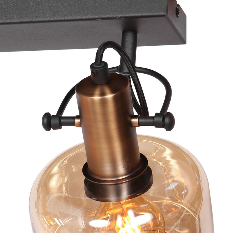 Wandlamp Glaslic 3865BR Brons met amber glas