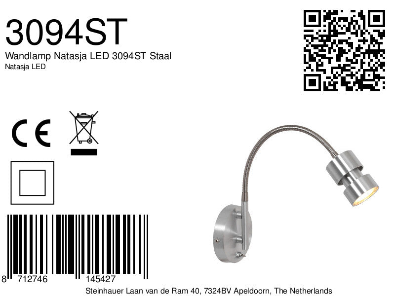 Wandlamp Natasja LED 3094ST Staal