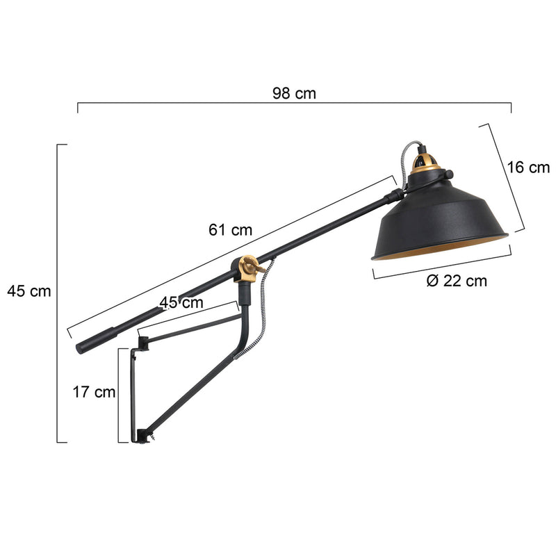 Wandlamp Nové 3092ZW Zwart