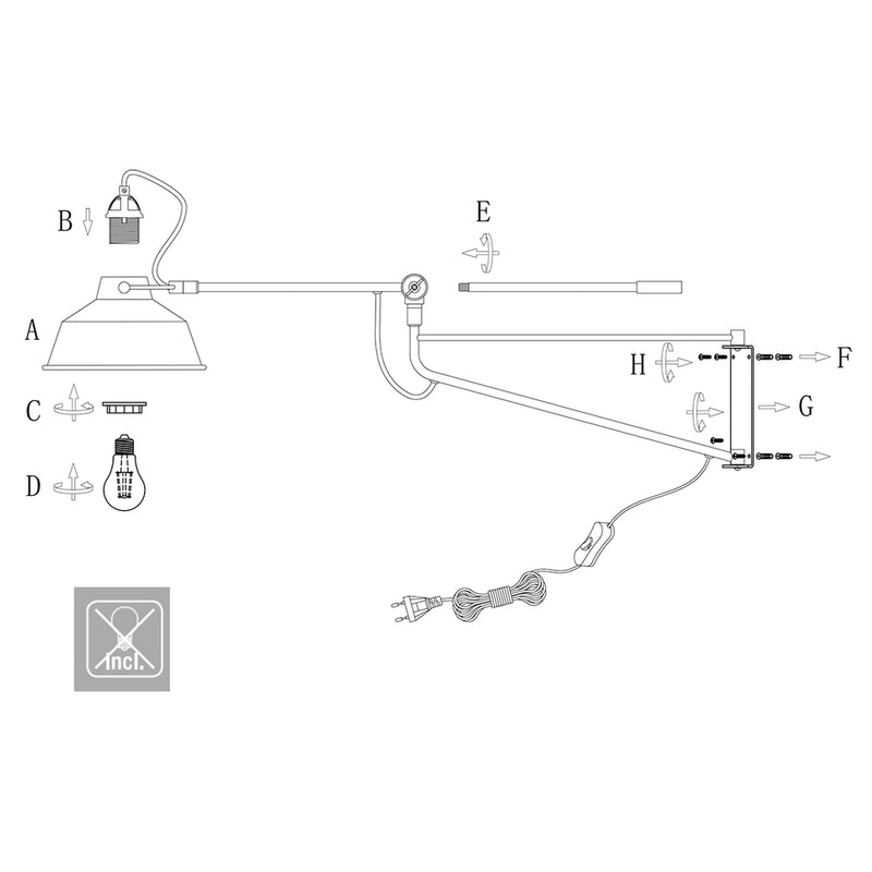 Wandlamp Nové 3092ZW Zwart