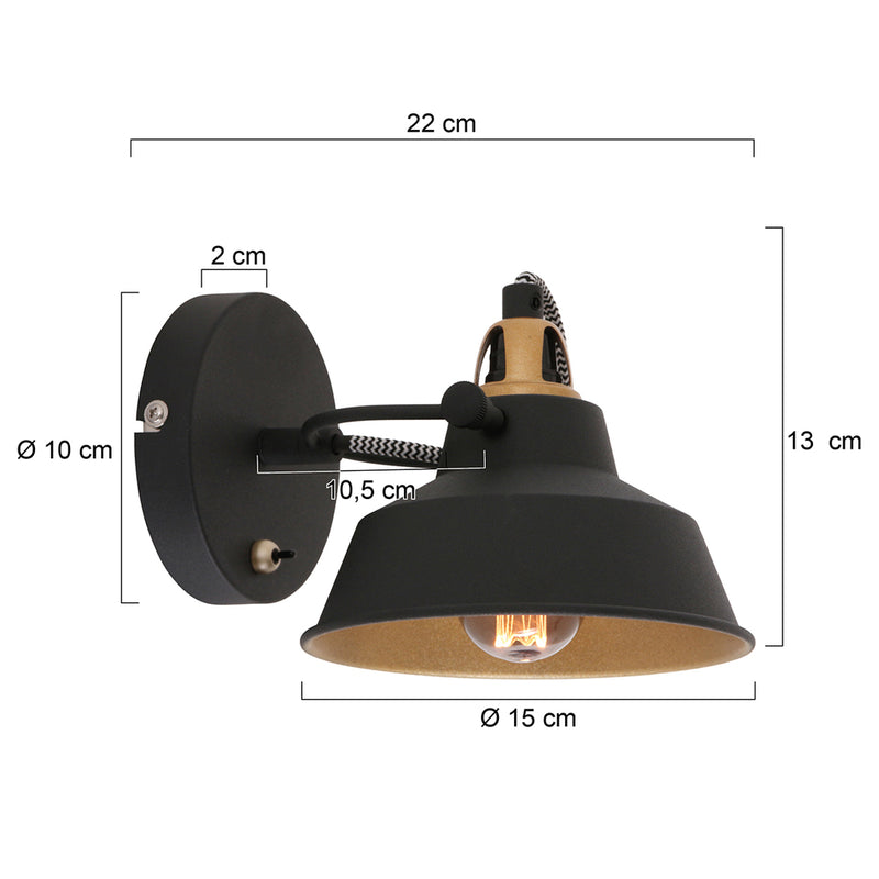 Wandlamp Nové 3326ZW Zwart