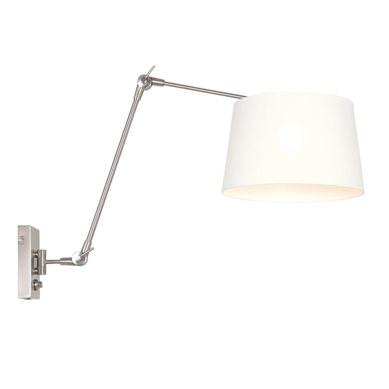 Wandlamp Prestige Chic 7396ST+K10072S Staal-Wit Chintz