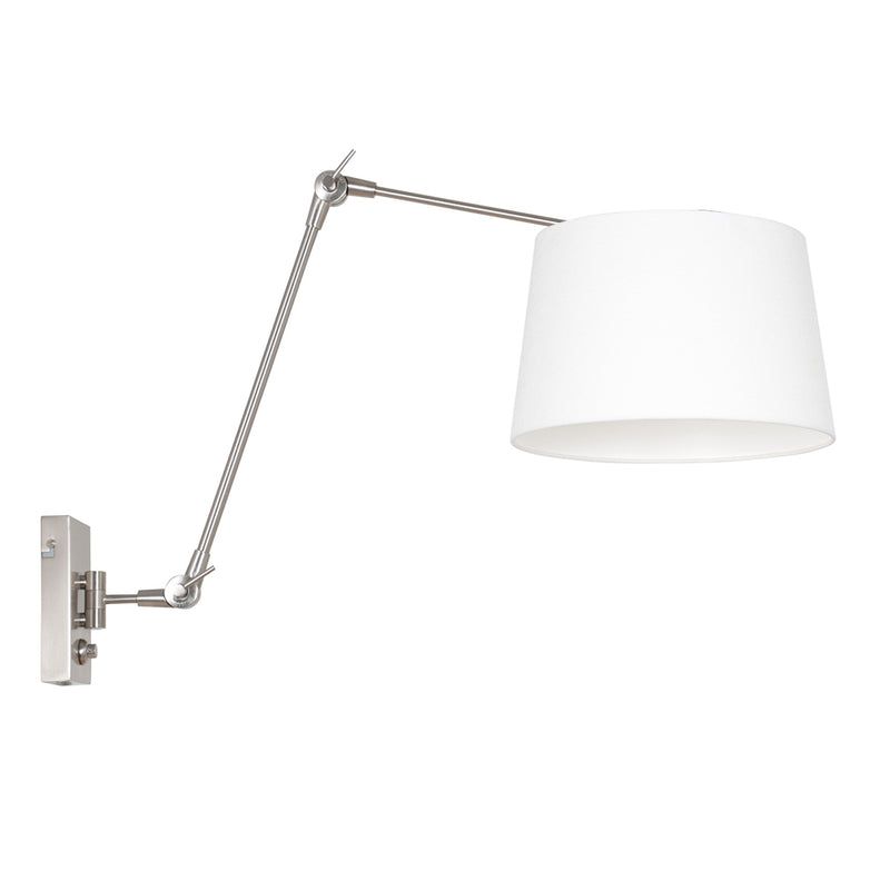 Wandlamp Prestige Chic 7396ST+K1007QS Staal-Wit Linnen