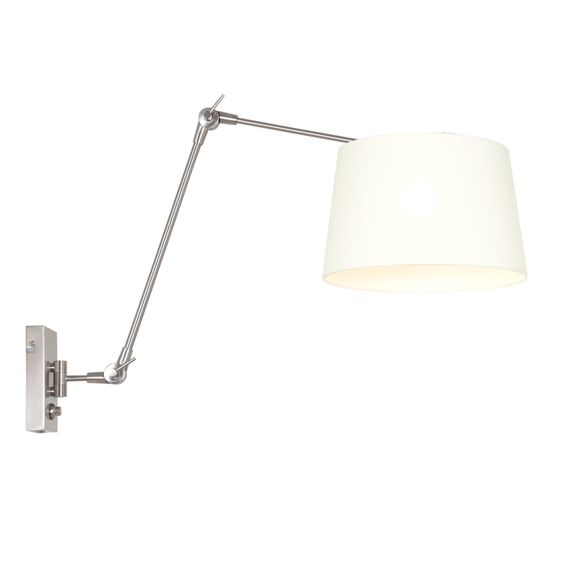 Wandlamp Prestige Chic 7396ST+K1007QS Staal-Wit Linnen