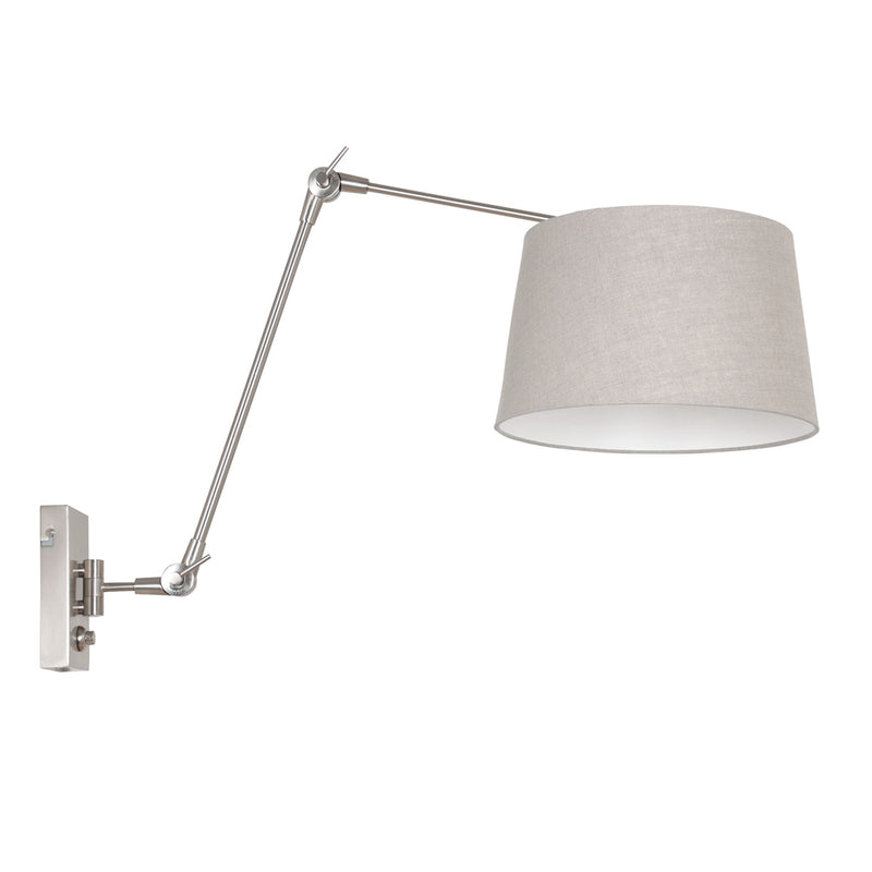 Wandlamp Prestige Chic 7396ST+K1007RS Staal-Grijs Linnen