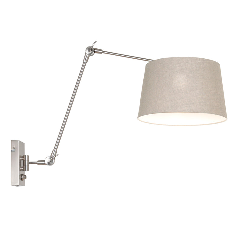 Wandlamp Prestige Chic 7396ST+K1007RS Staal-Grijs Linnen