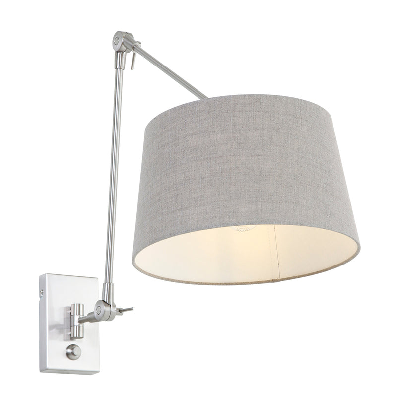 Wandlamp Prestige Chic 7396ST+K1007RS Staal-Grijs Linnen