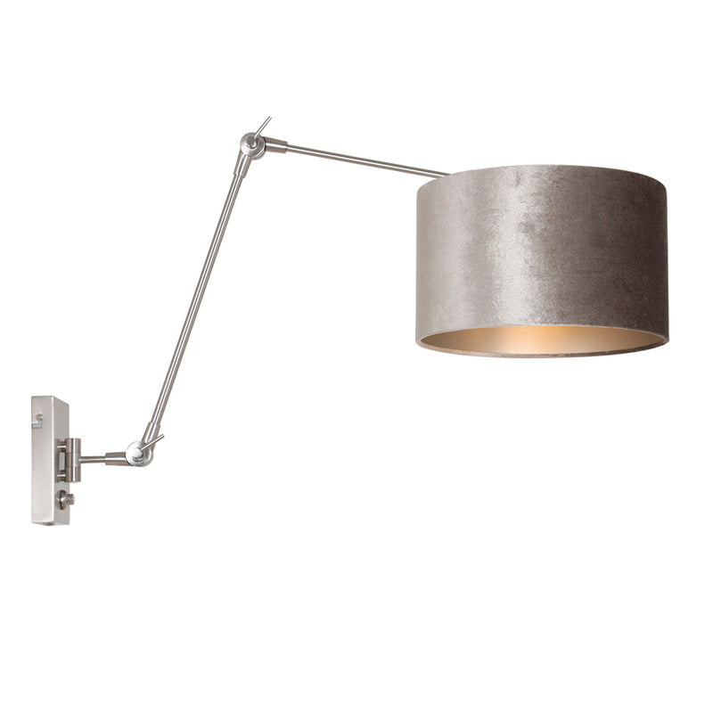 Wandlamp Prestige Chic 7396ST-K7396GS Staal-Fluweel Zilver