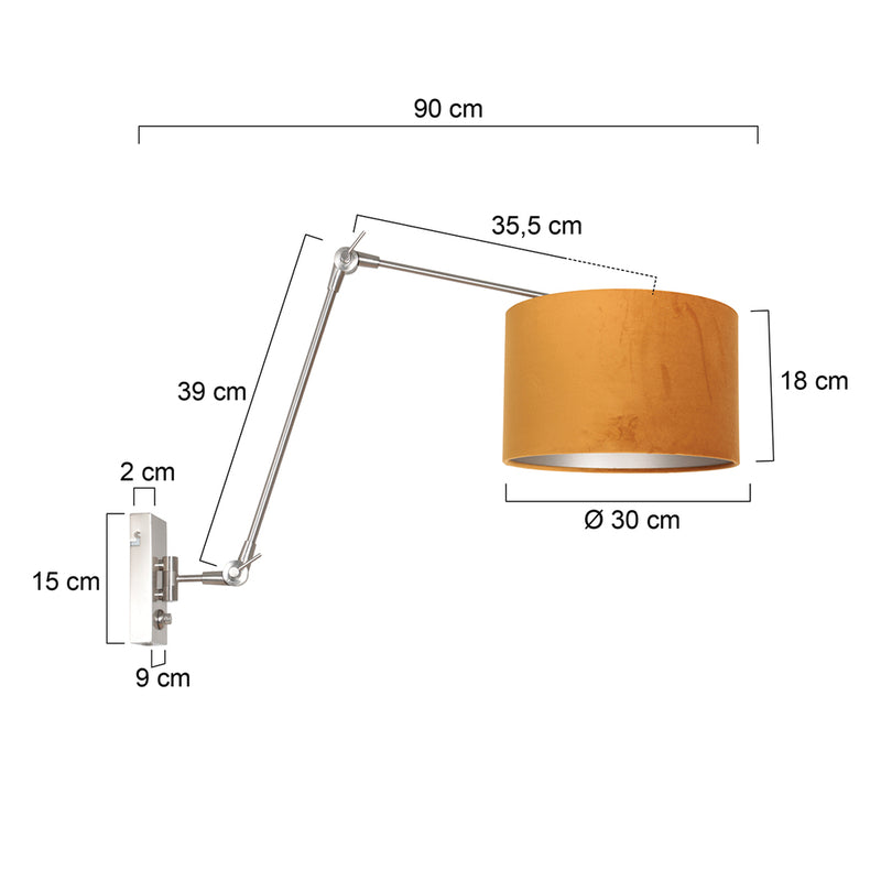 Wandlamp Prestige Chic 7396ST+K7396KS Staal-Fluweel Goud