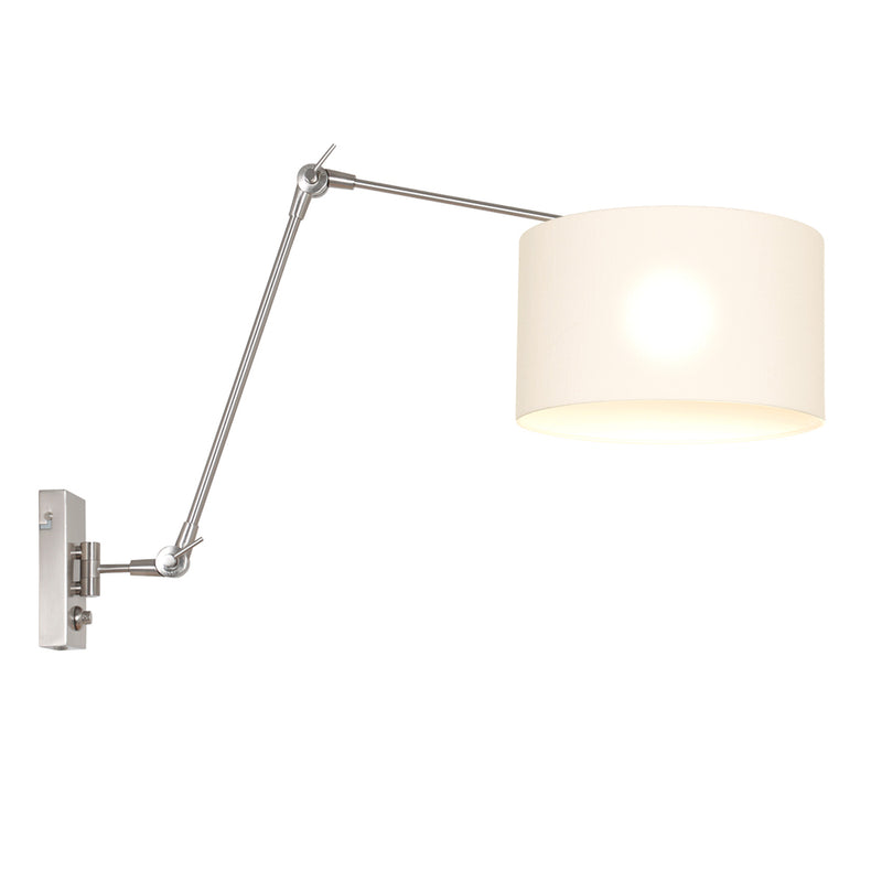 Wandlamp Prestige Chic 7396ST+K7396QS Staal-Wit Linnen