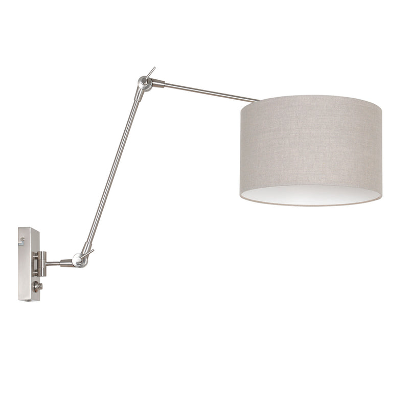 Wandlamp Prestige Chic 7396ST+K7396RS Staal-Grijs Linnen